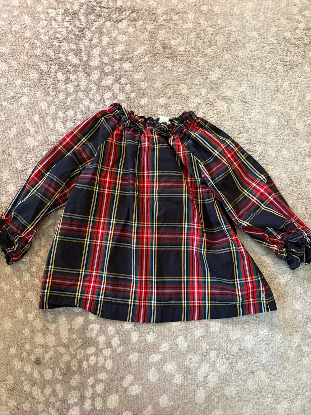 Crewcuts Red and Navy Plaid Off-Shoulder Blouse